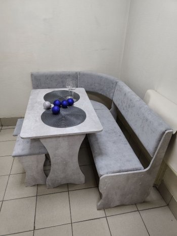 Кухонный уголок Миссия V велюр (цемент) в Татарске - mebel154.com