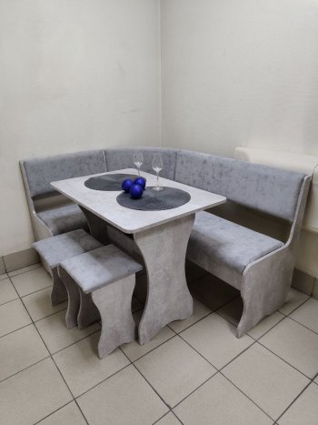 Кухонный уголок Миссия V велюр (цемент) в Татарске - mebel154.com